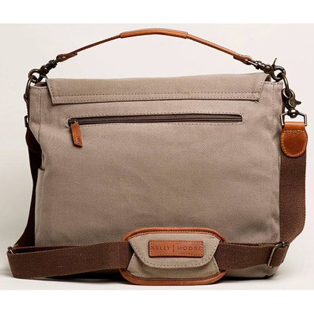 Kelly Moore Bag Kate 2.0 Messenger Bag, Beige Canvas with Brown Trim