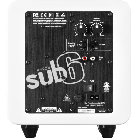 Kanto SUB6 6" 200W Peak Powered Subwoofer, Gloss White