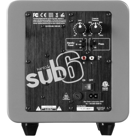 Kanto SUB6 6" 200W Peak Powered Subwoofer, Matte Grey