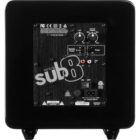 Kanto SUB8 8" 120W Powered Subwoofer, Single, Gloss Black