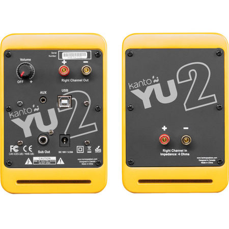 Kanto YU2 2x 25W RMS Powered Desktop Speakers, Pair, Matte Yellow Sunflower