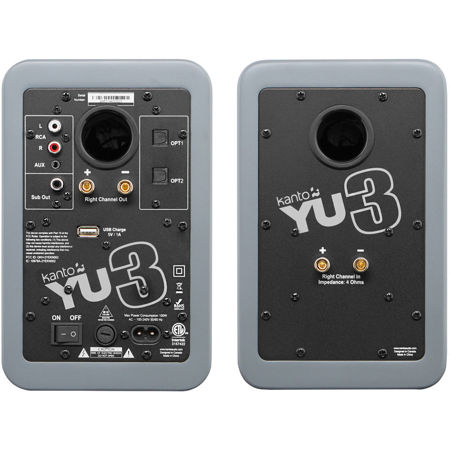 Kanto YU3 2x 30W RMS Powered Bookshelf Speakers with Bluetooth, Pair, Matte Gray