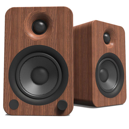 Kanto YU4 Powered Bookshelf Speakers with Bluetooth & Phono Preamp, Pair, Walnut