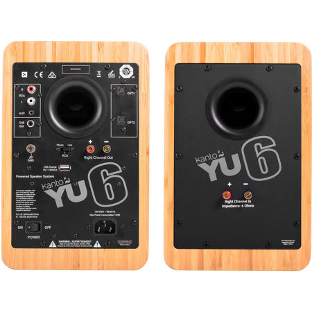 Kanto YU6 Powered Speakers with Bluetooth and Phono Preamp, Bamboo