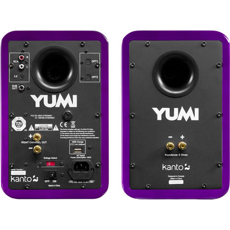 Kanto YUMI 2x30W RMS Powered Bookshelf Speaker with Bluetooth, Pair,Gloss Purple