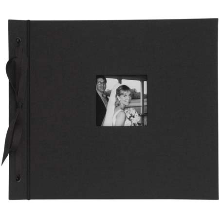 Kolo Newbury, Ribbon Tied Scrapbook Album, 8.5x10" (Black Cover - Black Pages)