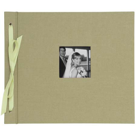 Kolo Newbury,Ribbon Scrapbook Album, Sage Covr w/Wht Pg
