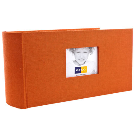 Kolo Hudson, 4I½" x 8I½" Bookbound Picture Album, With Soft White Pages, Holds 100 4x6" Photos, 1 Per Page, Color: Mango.