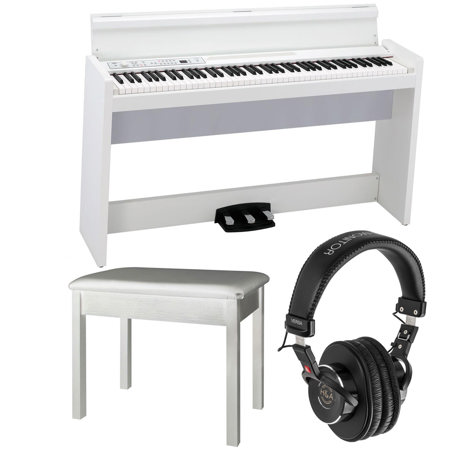 Korg LP-380 88-Keys Grand Digital Piano, White with Bench, Headphones