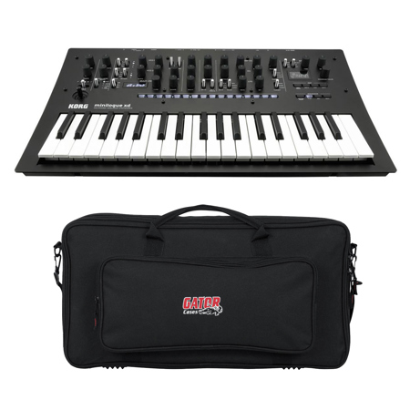 Korg minilogue xd 37-Keys Analog Synthesizer, White Keys, Bundle w/Custom Case