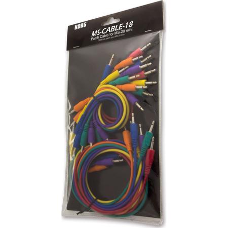 Korg MS-CABLE-18 Patch Cables, Pack of 18, Red/Blue/Yellow/Green/Orange/Purple