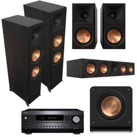 Klipsch Reference Premiere RP-8000F II 5.1 Home Theater System, Bundle with 2x RP-8000F II 8" Floorstanding Speaker, RP-504C II Center Channel Speaker, 2x RP-600M II Bookshelf Speaker, RP-1200SW 12" Subwoofer, Integra DRX 9.2CH AV Receiver