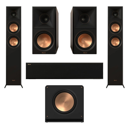 Klipsch Reference Premiere RP-8000F II 5.1 Home Theater Pack, Bundle with 2x RP-8000F II 8" Floorstanding Speaker, RP-504C II Center Channel Speaker, 2x RP-600M II Bookshelf Speaker, RP-1200SW 12" Subwoofer, Walnut