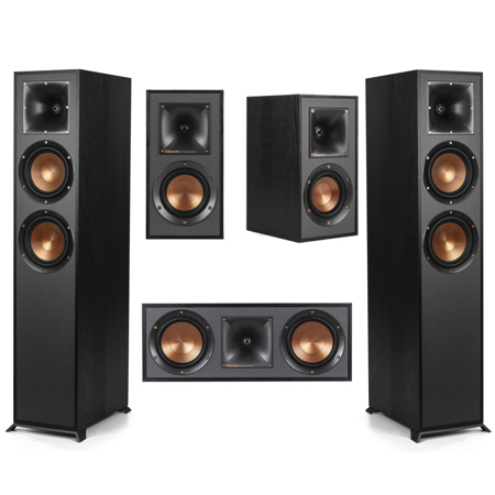 Klipsch Reference 5.0 Home Theater Pack with 2x R-620F Floorstanding Speaker, R-52C Center Channel Speaker and 2x R-41M Bookshelf Speaker, Black