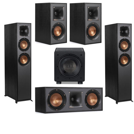 Klipsch Reference R-625FA 5.1 Home Theater Pack, Black Textured Wood Grain Vinyl