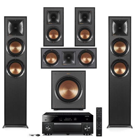 Klipsch 2 Pack R-625FA Dolby Atmos Floor standing Speaker With Speaker Bundle