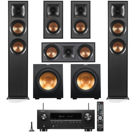 Klipsch Reference 5.2 Home Theater System, Bundle with 2x R-625FA Floorstanding Speaker, 2x R-12SW Subwoofer, R-52C Center Channel, R-41M Bookshelf Speaker, Pair and AVR-S970H 7.2-Channel 8K Network AV Receiver