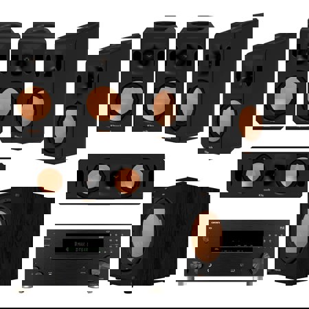 Klipsch Reference Cinema System, Black,  Bundle With Onkyo TX-RZ30 170W 9.2-Channel 8K 4K Network AV Receiver