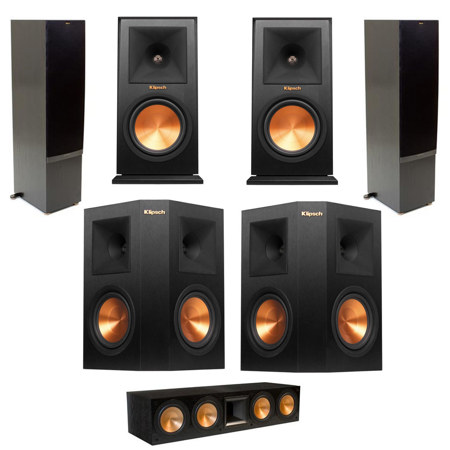 Klipsch 2x RF-7 II Floorstnding Black W/RC-64 II Center/RP-160M Shelf/2x RP-250S