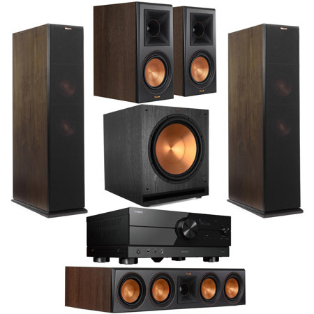 Klipsch Reference Premiere Home Theater System with 2x RP-280FA  Floorstanding, RP-504C Center Channel, 2x RP-600M Bookshelf Speakers,  Walnut, SPL-150