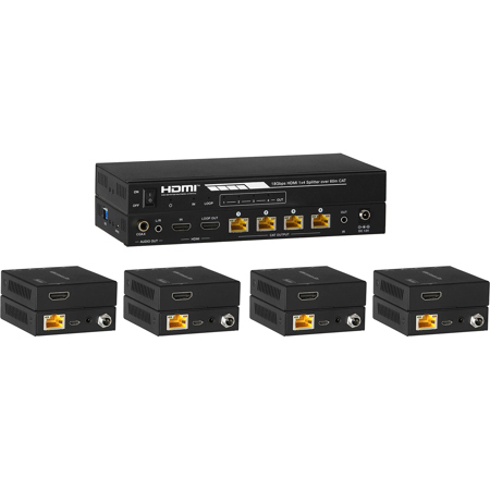 KanexPro 1x4 HDMI Splitter/Distribution Amplifier over 196.85' Cat 5e/6 with 4x Receiver