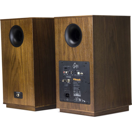 Klipsch The Sixes 2-Way Powered Bookshelf Loudspeaker, Pair, Walnut Veneer