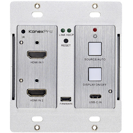 KanexPro WP-2X1HDUSBC 4K HDMI 2.0/USB-C Wall Plate Switcher Over HDBaseT