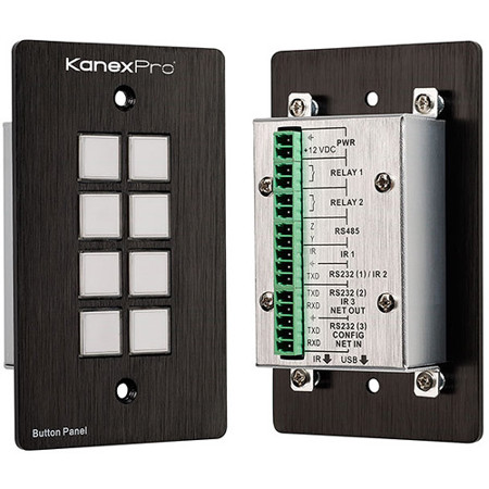 KanexPro Programmable Control Panel for IR, RS-232 and RS-485 Ports, Black
