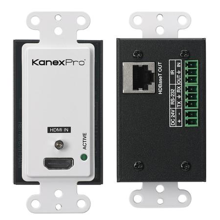 KanexPro Single HDMI 2.0 Wall Plate Over HDBaseT Transmitter with IR & POC Receiver Set, 230' Range