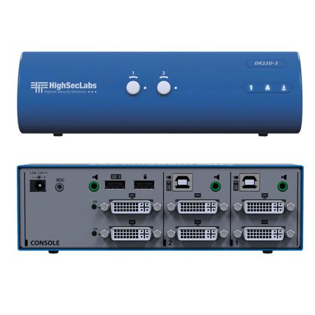 Kramer Electronics DK22D-3 Secure Dual Head 2-Port 4K30 UHD DVI-I KVM Switch