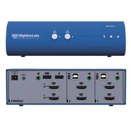 Kramer Electronics DK22H-3 HighSecLabs Secure Dual Head 2-Port 4K30 UHD HDMI KVM Switch