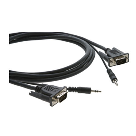 Kramer Electronics 15-pin HD (M) to 15-pin HD (M) & 3.5mm Stereo VGA Cable, 15'