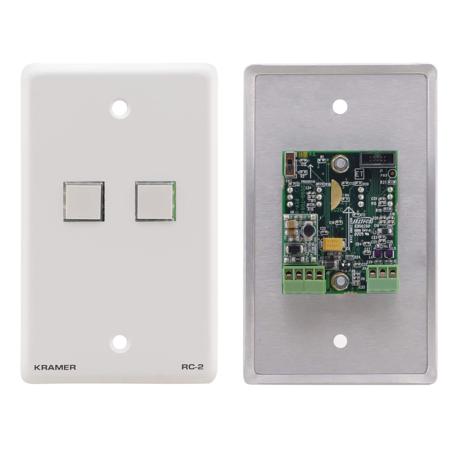 Kramer Electronics RC-2 2-Button Control Keypad Wall Plate with RS-232 Controller, Gray, US