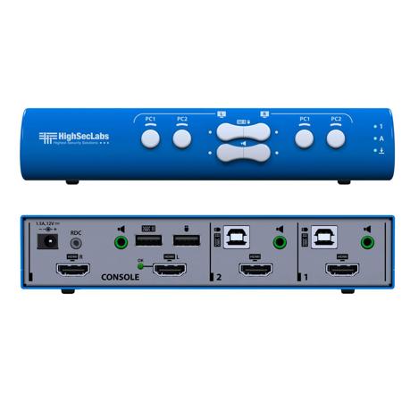 Kramer Electronics SX22H-3 HighSecLabs Secure 2x2 4K30 UHD HDMI Mini-Matrix KVM Switch, Protection Profile Version 3.0