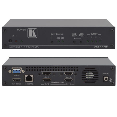 VM-114H 2x1:4 HDMI/Twisted Pair Switcher & HDMI Distribution Amplifier