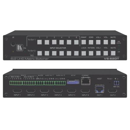 Kramer Electronics VS-62DT 6x2 4K HDMI/HDBaseT Long-Reach PoE Matrix Switcher