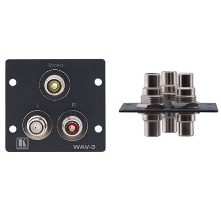 Kramer Electronics WAV-3 3 RCA Wall Plate Insert, Dual Slot