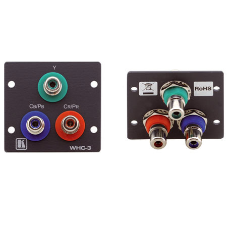 Kramer Electronics 3 RCA Wall Plate Insert, Dual Slot