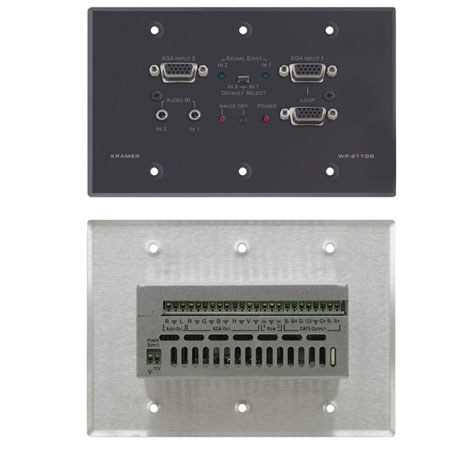 Kramer Electronics WP-211DS 2x1 Computer Graphics & Stereo Audio Automatic Standby Switcher, Twisted Pair Transmitter & Wall Plate