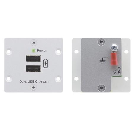 Kramer Electronics WP-2UC Active Wall Plate with Dual USB Charger, Black