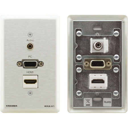 Kramer Electronics WXA-H1/US Passive Pass-through Wall Plate, Silver