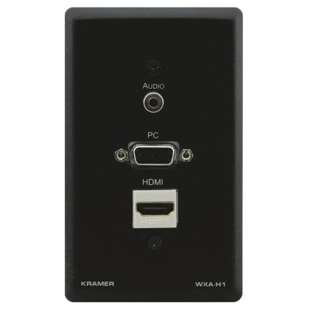 Kramer Electronics WXA-H 15-Pin HD (F), HDMI (F) & 3.5mm (F) Stereo Audio Passive Wall Plate, Black