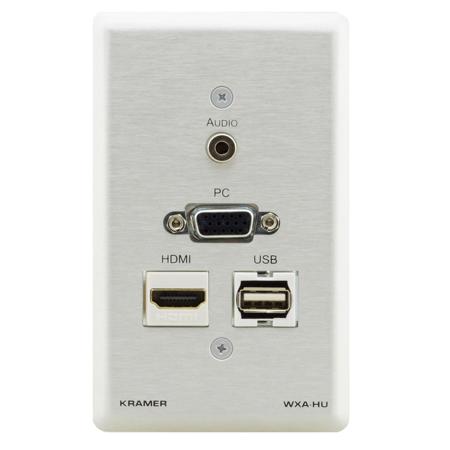 Kramer Electronics WXA-HU/US Passive Pass-through Wall Plate with VGA, 3.5mm Audio, HDMI and USB Connectors, Silver
