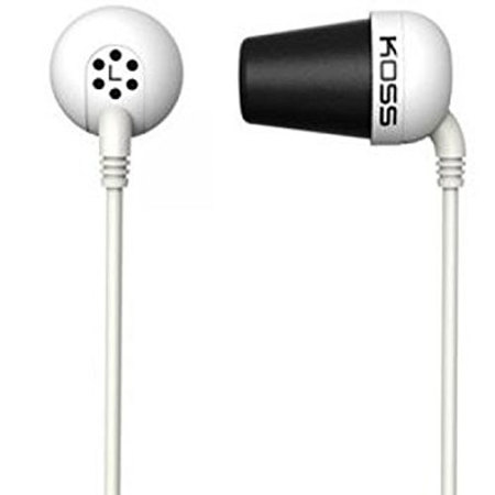 Koss Plug Earbud Noise Isolating Headphones with Memory Foam Cushions, White