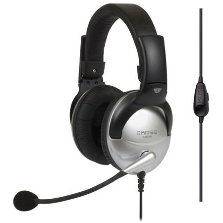 Koss SB49 Noise-Cancelling Headsets with Volume Control Microphone, Silver