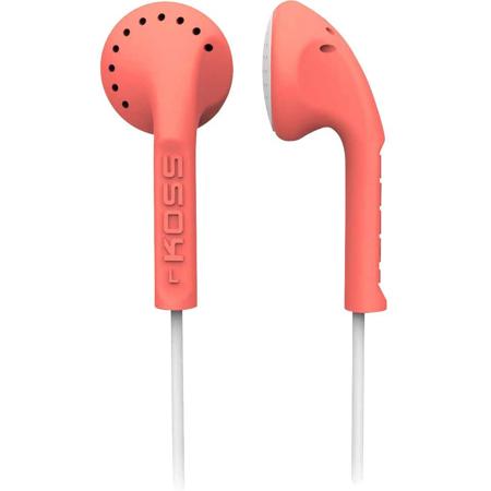 Koss KE10 Lightweight Earbud Headphones, Coral