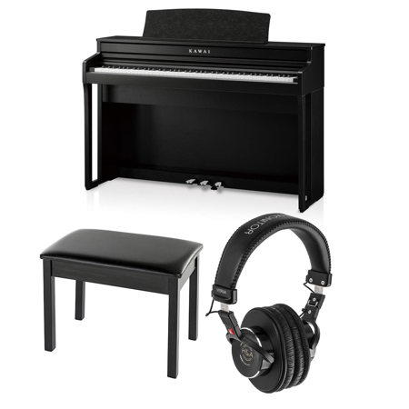 Kawai CA49 88-Key Digital Piano with Bench, Satin Black with Headphones