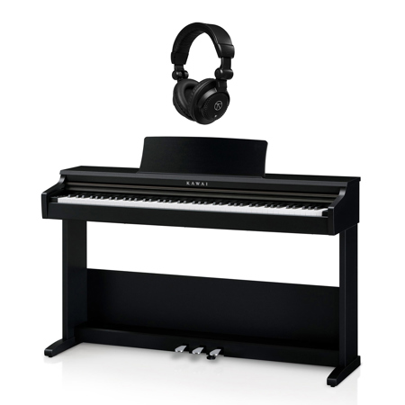 Kawai KDP75 88-Key Digital Piano with Bench, Embossed Black, Bundle with Turnstile Audio TAPH100 Closed-Back Studio Monitor Headphones