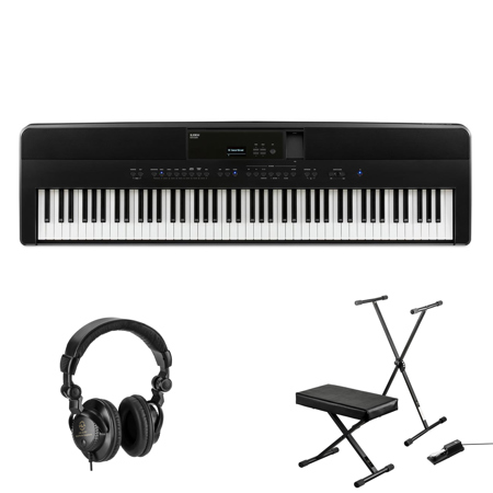 Kawai ES520 88-Key Digital Piano, Black with Stand, Bench, Pedal, & Headphones
