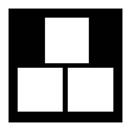 Leather Album Designs "A" Series 10x10" Single Mat for Three 5x5" Photographs, Color Black.